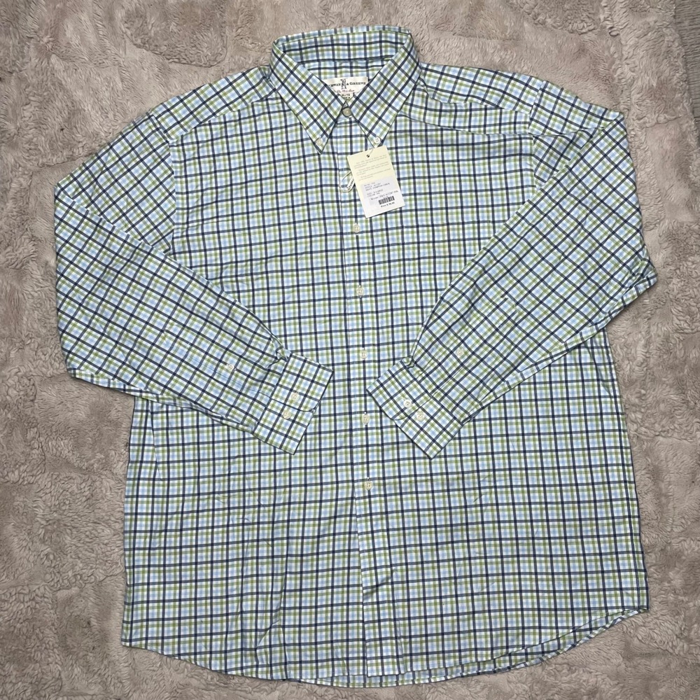 Fairway & Greene Mens Compton Check Bandon Dunes Golf Shirt XL Blue Green NEW - Picture 4 of 10